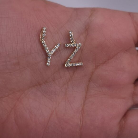 14Kt Gold Initial Letter 0.36 Ct Lab Grown Diamond Pendant - Picture 9 of 10